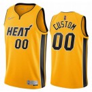 Men's Miami Heat Custom Yellow 2021 Earned Icon Hot Press Jersey