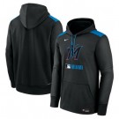 Men's Miami Marlins Black Authentic Collection Performance Pullover Hoodie