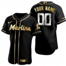 Men's Miami Marlins Customized Black Gold Authentic Jersey