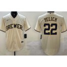 Men's Milwaukee Brewers #22 Christian Yelich Cream Cool Base Jersey