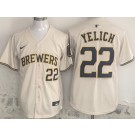 Men's Milwaukee Brewers #22 Christian Yelich Cream Limited Jersey