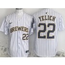 Men's Milwaukee Brewers #22 Christian Yelich White Limited Jersey