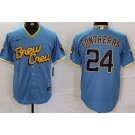 Men's Milwaukee Brewers #24 William Contreras Powder Blue 2022 City Connect Cool Base Jersey