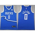 Men's Milwaukee Bucks #0 Damian Lillard Blue 2024 City Sponsor Swingman Jersey