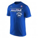 Men's Milwaukee Bucks #34 Giannis Antetokounmpo Blue 2021 All Star Printed T-Shirt