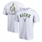 Men's Milwaukee Bucks #34 Giannis Antetokounmpo White In the Key Printed T Shirt