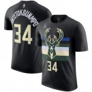 Men's Milwaukee Bucks #34 Ray Allen Black Printed T Shirt 211054