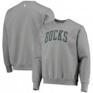 Men's Milwaukee Bucks Heathered Gray Heritage Fleece Crew Sweatshirt