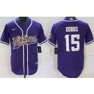 Men's Minnesota Vikings #15 Joshua Dobbs Limited Purple Baseball Jersey