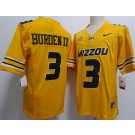 Men's Missouri Tigers #3 Luther Burden III Yellow College Football Jersey