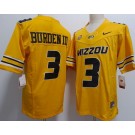 Men's Missouri Tigers #3 Luther Burden III Yellow College Football Jersey