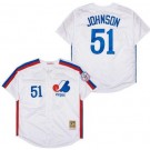 Men's Montreal Expos #51 Randy Johnson White Throwback Jersey