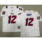 Men's New England Patriots #12 Tom Brady White Red Throwback Jersey