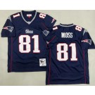 Men's New England Patriots #81 Randy Moss Navy 2007 Throwback Jersey