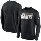 Men's New Orleans Saints Black Sideline Impact Legend Performance Long Sleeves T Shirt 640