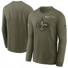 Men's New Orleans Saints Olive 2021 Salute To Service Performance Long Sleeve T-Shirt