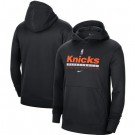 Men's New York Knicks Black Spotlight On Court Practice Performance Pullover Hoodie