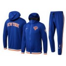 Men's New York Knicks Blue 75th Performance Showtime Full Zip Hoodie Jacket Pants Sets