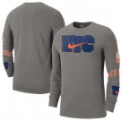 Men's New York Knicks Gray 2022 City Edition Essential Expressive Long Sleeve T-Shirt