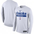 Men's New York Knicks White 2022 Legend On Court Practice Performance Long Sleeve T Shirt