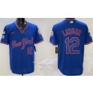 Men's New York Mets #12 Francisco Lindor Blue Alternate Cool Base Jersey