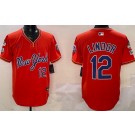 Men's New York Mets #12 Francisco Lindor Orange Alternate Cool Base Jersey