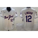 Men's New York Mets #12 Francisco Lindor White Alternate Cool Base Jersey