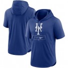 Men's New York Mets Blue Lockup Performance Short Sleeved Pullover Hoodie