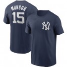 Men's New York Yankees #15 Thurman Munson Navy Printed T Shirt 112443