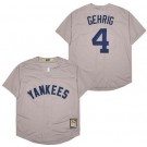 Men's New York Yankees #4 Lou Gehrig Gray Cooperstown Throwback Cool Base Jersey