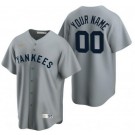 Men's New York Yankees Customized Gray Cooperstown Collection Cool Base Jersey