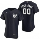 Men's New York Yankees Customized Navy Alternate Authentic Jersey
