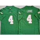 Men's Notre Dame Fighting Irish #4 Jeremiyah Love Green FUSE College Football Jersey