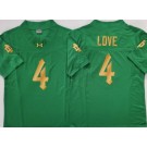 Men's Notre Dame Fighting Irish #4 Jeremiyah Love Green Gold FUSE College Football Jersey