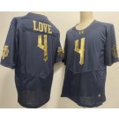 Men's Notre Dame Fighting Irish #4 Jeremiyah Love Navy Gold Player Name Elite College Football Jersey