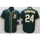 Men's Oakland Athletics #24 Rickey Henderson Green Cool Base Jersey