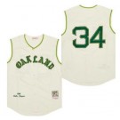 Men's Oakland Athletics #34 Rollie Fingers Cream 1968 Throwback Jersey