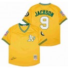 Men's Oakland Athletics #9 Reggie Jackson Yellow 1968 Throwback Jersey
