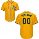 Men's Oakland Athletics Customized Yellow Cool Base Jersey