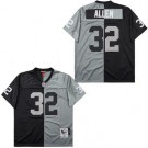 Men's Oakland Raiders #32 Marcus Allen Black Gray Split 1985 Throwback Jersey