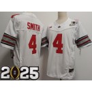 Men's Ohio State Buckeyes #4 Jeremiah Smith White 2025 Finals Diamond FUSE College Football Jersey