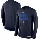 Men's Oklahoma City Thunder Navy 2022 Legend On Court Practice Performance Long Sleeve T Shirt