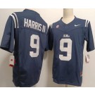 Men's Ole Miss Rebels #9 Tre Harris III Navy FUSE College Football Jersey