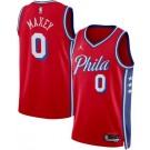 Men's Philadelphia 76ers #0 Tyrese Maxey Red Statement Heat Press Jersey