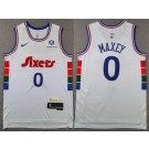 Men's Philadelphia 76ers #0 Tyrese Maxey White 2024 City Sponsor Swingman Jersey