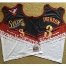 Men's Philadelphia 76ers #3 Allen Iverson Black Red White 1997 Independence Day Authentic Jersey