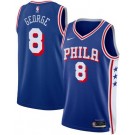 Men's Philadelphia 76ers #8 Paul George Blue Heat Press Jersey