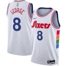 Men's Philadelphia 76ers #8 Paul George White 2024 City Heat Press Jersey