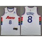 Men's Philadelphia 76ers #8 Paul George White 2024 City Swingman Jersey
