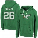 Men's Philadelphia Eagles #26 Saquon Barkley Kelly Green Tri Blend Pullover Hoodie
